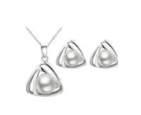 Pearl Love Knot Necklace and Earring Set for Women