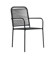 Patio Chairs 4 pcs Cotton Rope and Steel Black