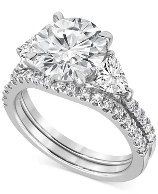 Badgley Mischka Certified Lab Grown Diamond Round Three Stone Bridal Set (4-1/4 ct. t.w.) in 14k Gold