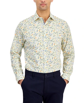 Bar Iii Men's Slim-Fit Water Floral Dress Shirt, Created for Macy's