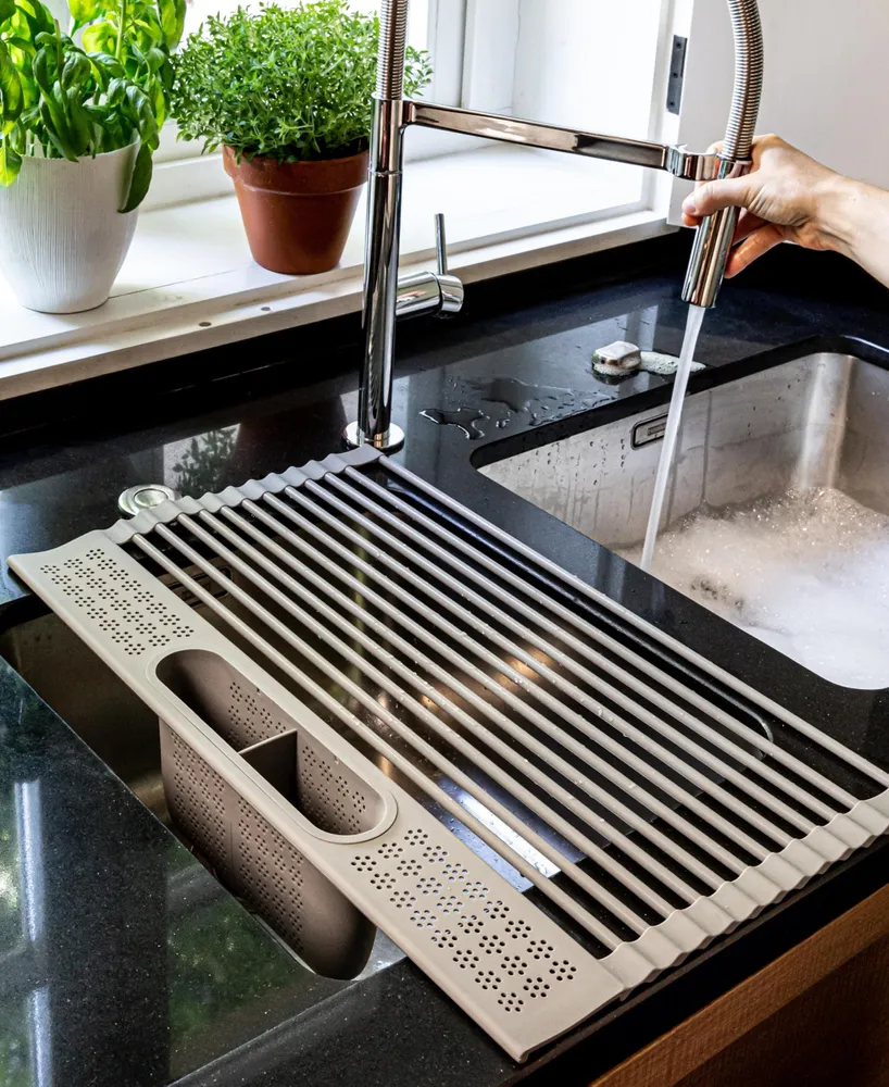 over&back Over the Sink Drying Dish Rack with Caddy