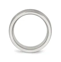 Chisel Stainless Steel Brushed and Polished with Cz 10mm Band Ring