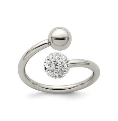Chisel Stainless Steel Polished with Preciosa Crystal Ring