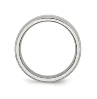 Chisel Stainless Steel Polished Brushed Center 8mm Flat Edge Band Ring