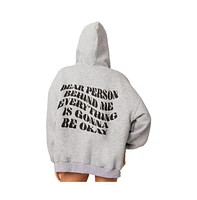 Women's Everything's ok zip up oversized hoodie - Gray