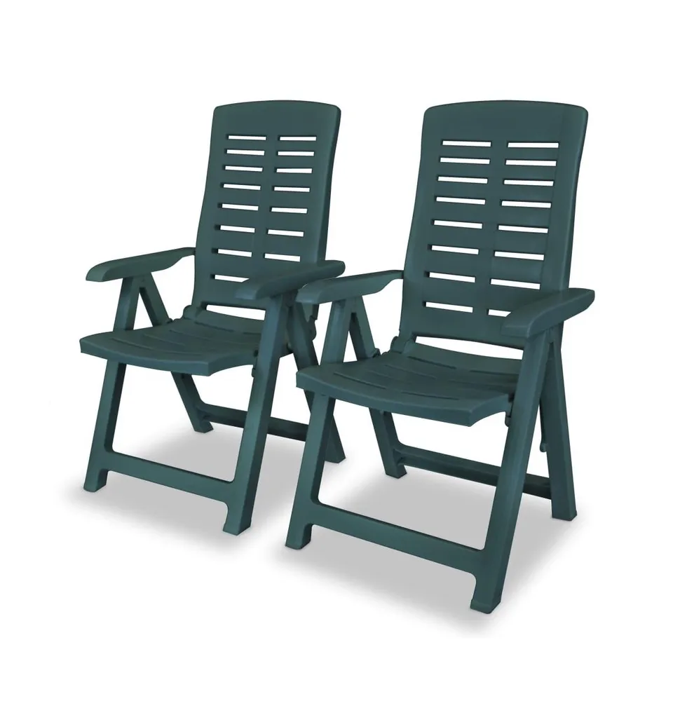 Reclining Patio Chairs 2 pcs Plastic Green