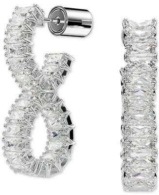 Swarovski Rhodium-Plated Baguette Crystal Infinity Drop Earrings
