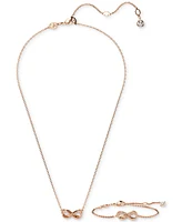 Swarovski Rose Gold-Tone Hyperbola Infinity Bangle Bracelet & Pendant Necklace Set, 15" + 2-3/4" extender