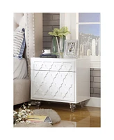 Inspired Home Keira Mdf Lacquer-Finish Lucite Leg Side Table