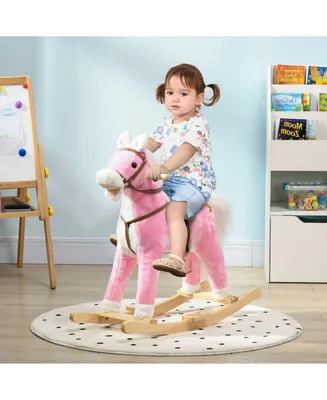Qaba Rocking Horse Toddler Ride on Horse with Sound Saddle, Pink