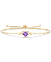 3-Pc. Set Amethyst (2-1/8 ct. t.w.) & Lab-Grown White Sapphire (1/3 Heart Ring, Pendant Bracelet 14k Gold-Plated Sterling Silver (Also