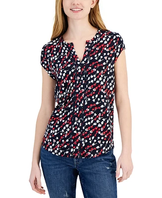 Tommy Hilfiger Women's Ditsy Floral Cap-Sleeve Top