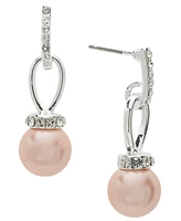 Charter Club Silver-Tone Imitation Pearl & Crystal Dangle Drop Earrings, Created for Macy's