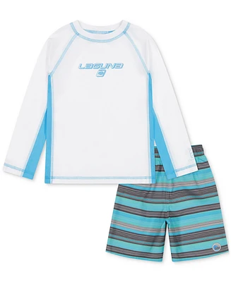 Laguna Little Boys Sundown Stripe Out 2-Pc. Swim Top & Trunks Set