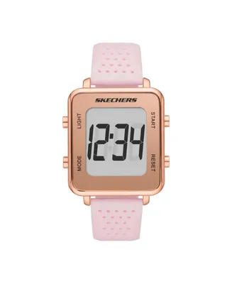 Skechers Women's Naylor Digital, Rose Gold-Tone Alloy Watch, Pink