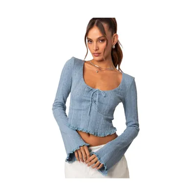 Women's Lacey long sleeve knit top