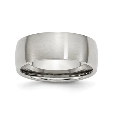 Chisel Stainless Steel Brushed 8mm Half Round Band Ring