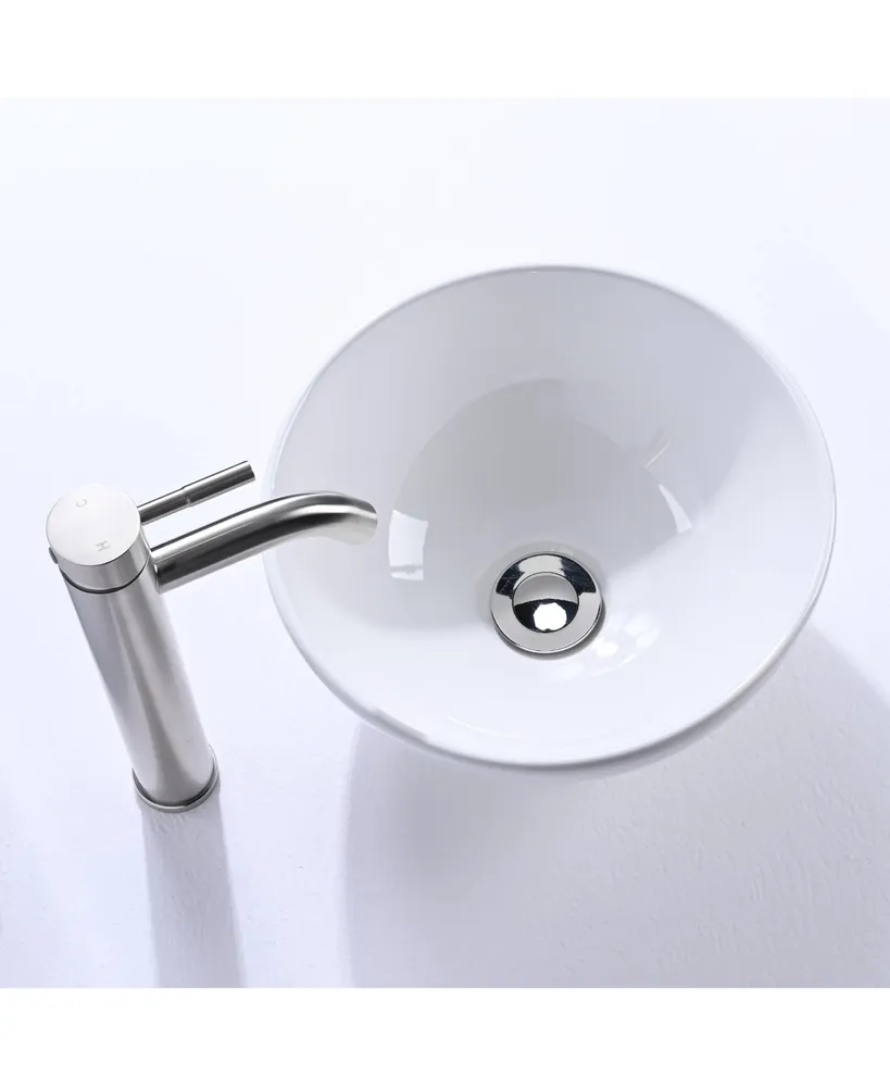Aquaterior Round Ceramic Vessel Sink Kit Bathroom Single Handle Faucet Drain