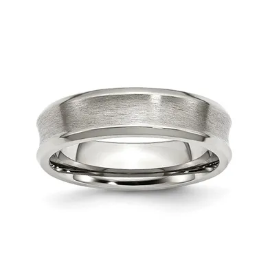 Chisel Stainless Steel Brushed Polished Concave 6mm Edge Band Ring