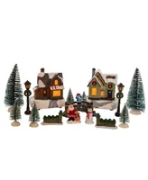 Kurt Adler 5" Battery Operated Lit Christmas Village 17 Piece Set