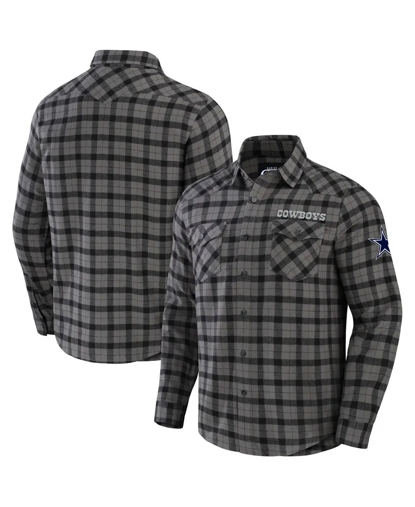 Men's Nfl x Darius Rucker Collection by Fanatics Gray Dallas Cowboys Flannel Long Sleeve Button-Up Shirt