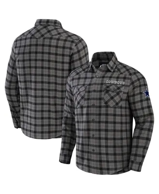 Men's Nfl x Darius Rucker Collection by Fanatics Gray Dallas Cowboys Flannel Long Sleeve Button-Up Shirt