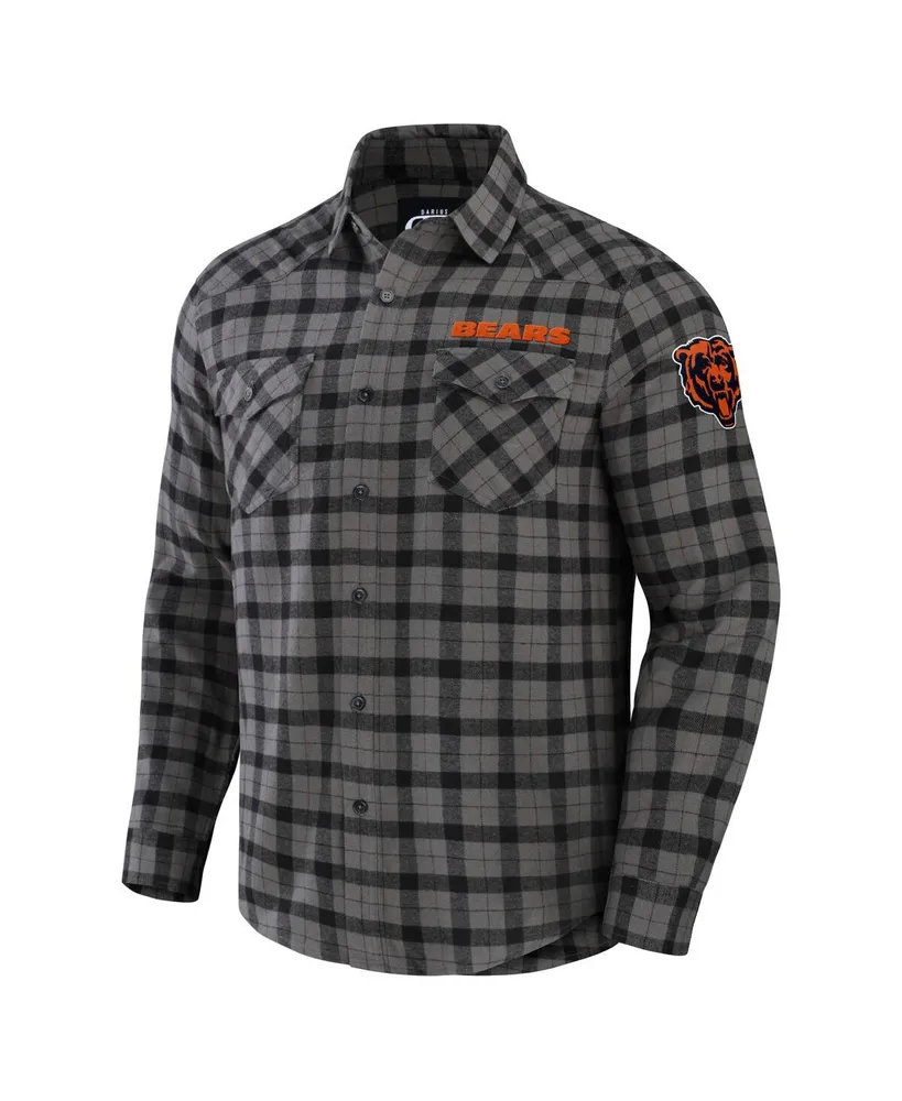 Men's Nfl x Darius Rucker Collection by Fanatics Gray Chicago Bears Flannel Long Sleeve Button-Up Shirt