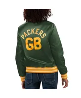 Women's Starter Green Green Bay Packers Full Count Satin Full-Snap Varsity Jacket