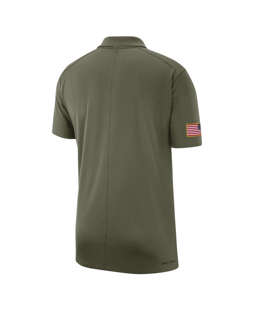 Men's Nike Olive Oregon Ducks 2023 Sideline Coaches Military-Inspired Pack Performance Polo Shirt