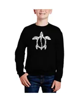 Honu Turtle - Hawaiian Islands - Big Boy's Word Art Crewneck Sweatshirt