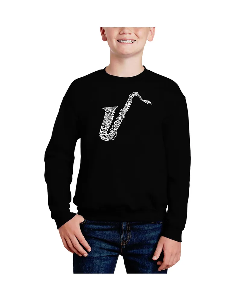 Sax - Big Boy's Word Art Crewneck Sweatshirt