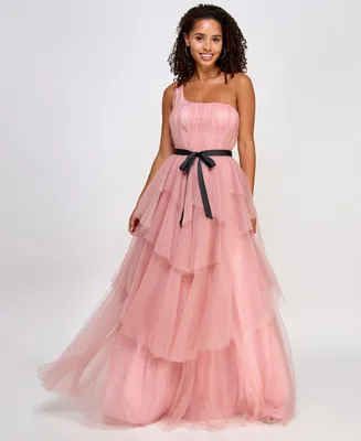 City Studios Juniors' Tulle One-Shoulder Ball Gown, Created for Macy's