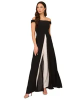 Adrianna Papell Women's Off-The-Shoulder Overlay Jumpsuit