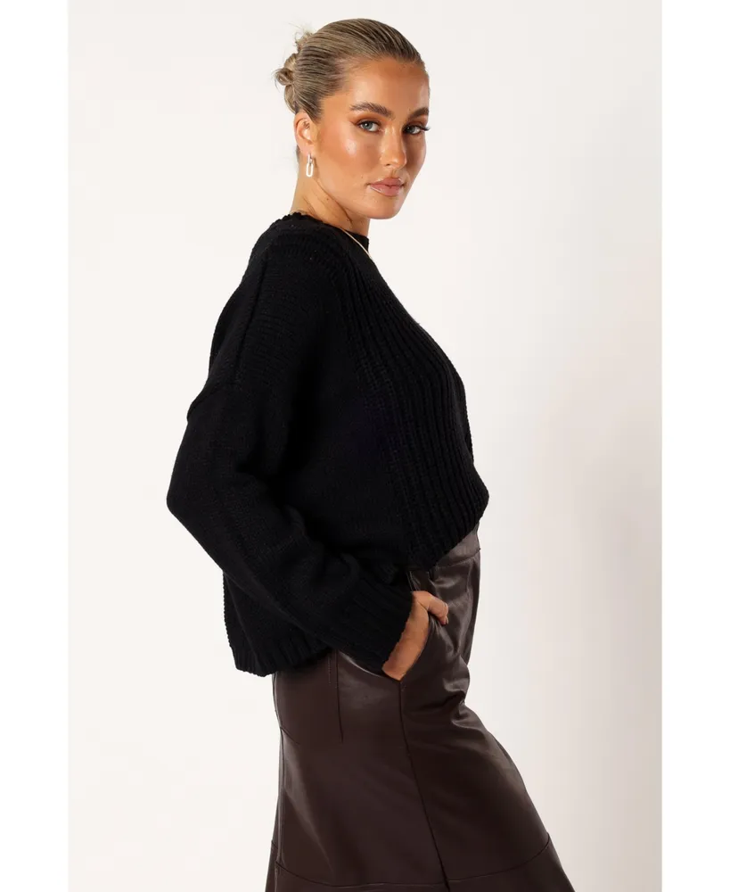 Women's Arlette Textured Knit Sweater - Black