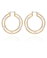 Vince Camuto Gold-Tone Clear Glass Stone Chunky Hoop Earrings