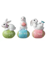 Glitzhome 4.5" H Easter Resin Bunny Table Decor, Set of 3