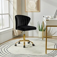 Modern Velvet Cute Armless Office Chair for Living Room Vanity Study
