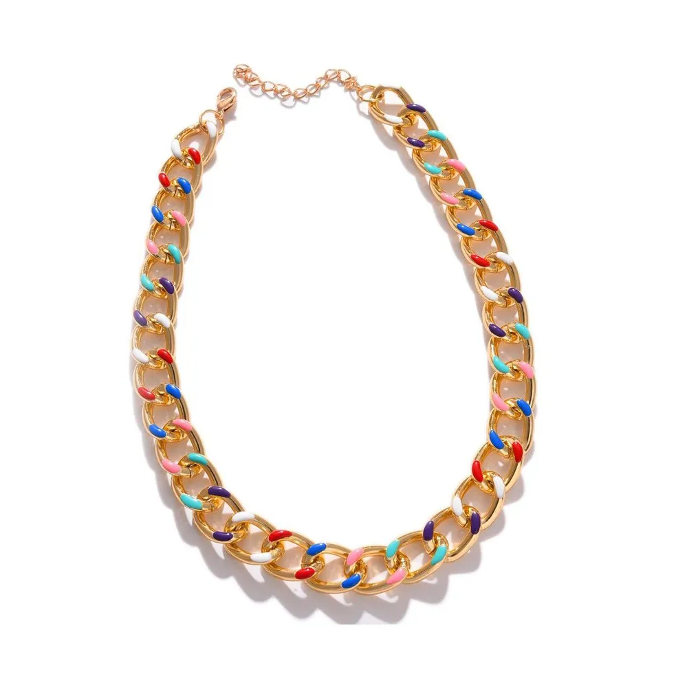 Sohi Women's Gold Metallic Chainlink Necklace