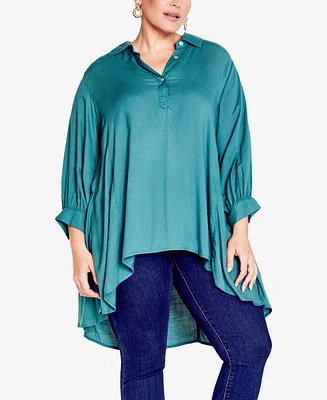 Avenue Plus Size Athena Collared Blouse Top