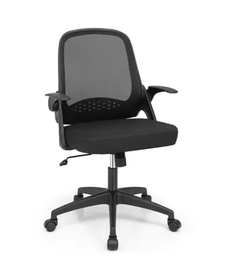 Adjustable Mesh Office Chair Rolling Computer Desk with Flip-up Armrest
