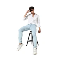 Campus Sutra Men's White Chalk Striped Shirt