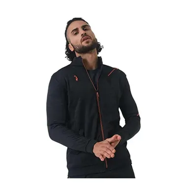 Campus Sutra Men's Black Heathered Activewear Jacket With Reflective Detail