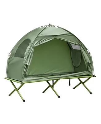 Outsunny Camping Tent Cot Combo, Single Person Off-Ground Tent