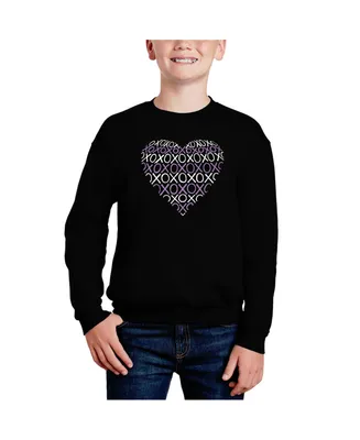 Xoxo Heart - Big Boy's Word Art Crewneck Sweatshirt