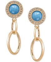 Onyx & White Topaz (1/2 ct. t.w.) Halo Link Drop Earrings in 14k Gold-Plated Sterling Silver (Also in Turquoise)