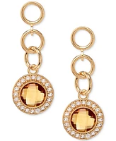Citrine (1-1/5 ct. t.w.) & White Topaz Link (3/8 ct. t.w.) Halo Chain Drop Earring in 14k Gold-Plated Sterling Silver