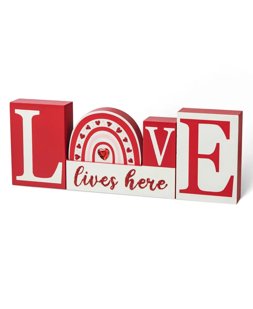 Glitzhome 4.25" H Valentine's Wooden Love Table Decor