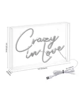 Jonathan Y Crazy In Love Contemporary Glam Acrylic Box Usb Operated Led Neon Light