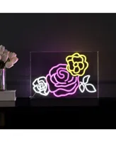 Jonathan Y Crowd Of Roses Contemporary Glam Acrylic Box Usb Operated Led Neon Light