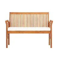 2-Seater Patio Bench with Cushion 47.2" Solid Acacia Wood